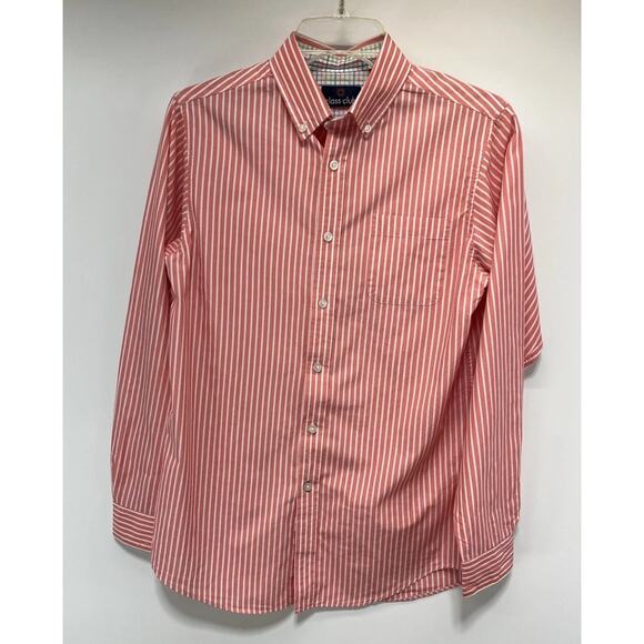 Class Club Youth Boys Shirt Button Down Long Sleeve Pink/ White Size 18 XL - Picture 1 of 4